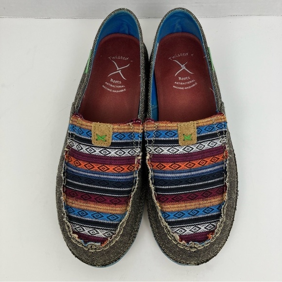 Twisted X EcoTWX Woven Multicolor Aztec Print Slip On Loafers Lightweight Sz 8 - Picture 6 of 15